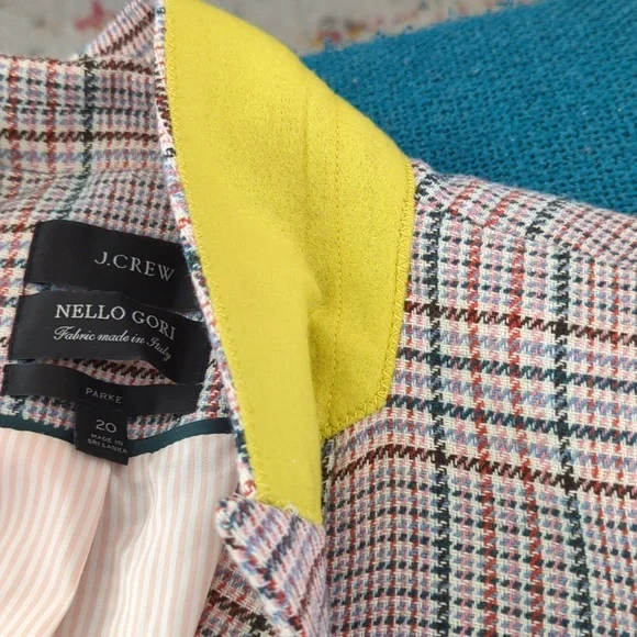 J. Crew Nello Gori Multicolor Checkered Blazer, Women's Size 20 - Picture 7 of 7